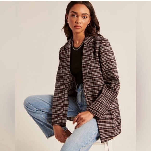 Abercrombie & Fitch Jackets & Blazers - New! Abercrombie & Fitch Wool Blend Blazer Brown Plaid nbnn